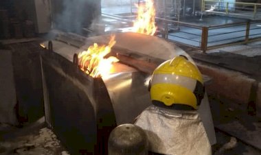 Tanque pega fogo em empresa no Pinherinho