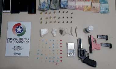 Policia Militar apreende armas e drogas com casal na área central de Criciúma