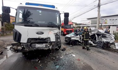 Motorista morre após colidir frontalmente em um caminhão no Bairro Próspera