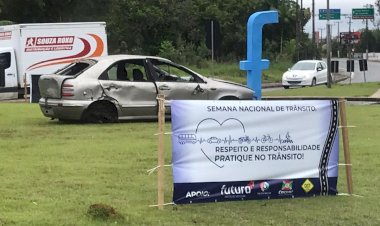 Semana Nacional do Trânsito: DTT faz campanha de conscientização com carros danificados pela cidade