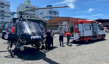 Homem de 62 anos cai de telhado de 3 metros e é socorrido de Helicóptero