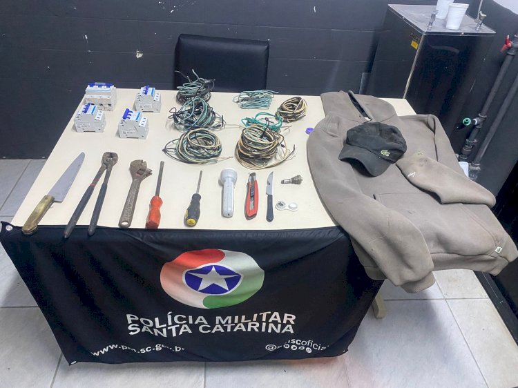 Ladrão de fiação elétrica  é preso pela PM no Michel