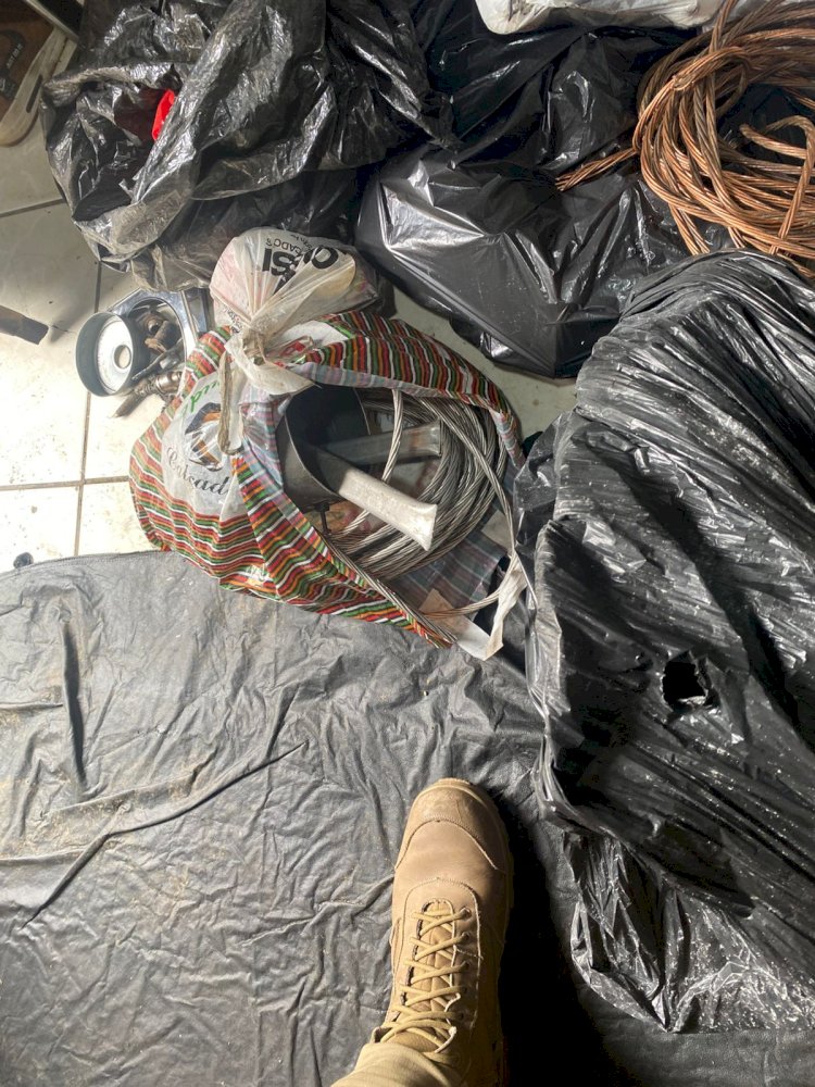 PM  em conjunto com CELESC e DEFESA CIVIL fazem operação contra  receptação de fios e sucata em Criciúma