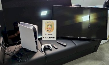 POLÍCIA CIVIL DE CRICIÚMA RECUPERA TELEVISORES E PLAYSTATION 5 FURTADOS NO RIO MAINA