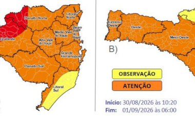 Temporais com granizo, vendavais e chuva intensa e volumosa até a madrugada de terça (01)