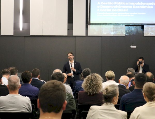 Em Criciúma, Eduardo Leite defende gestão pública eficiente e ambiente favorável aos negócios
